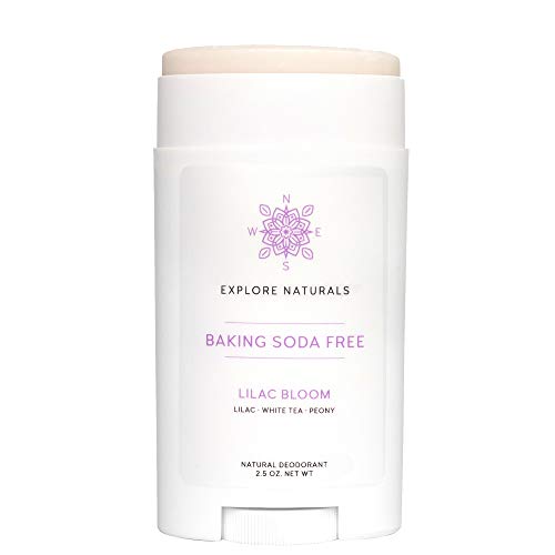 Explore Naturals Deodorant - Lilac Bloom - Baking Soda Free - Natural Deodorant for Women and Men - Cruelty free, Aluminum Free, Free of Parabens and Sulfates