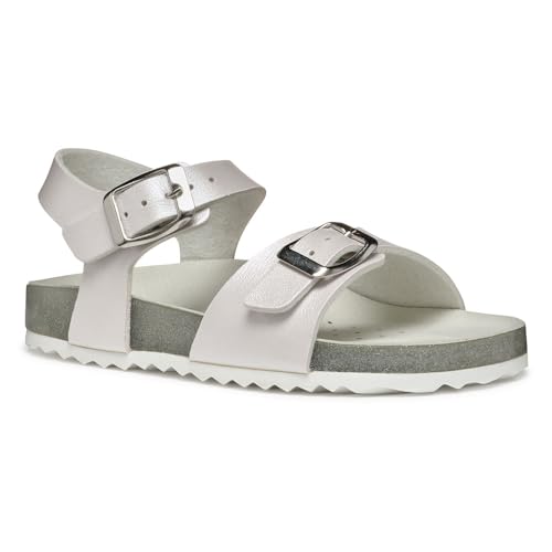 Geox - J ADRIEL GIRL I, Sandalia Niñas, White/Silver,