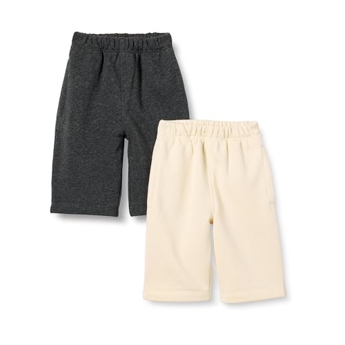Amazon Essentials Pantalon En Coton French Terry Mixte Bébé, Lot de 2, Beige/Charbon, 3-6 mois
