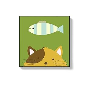 Framed Canvas Wall Art for Living Room, Bedroom Cute Cartoon Animals Canvas Prints for Home Decoration Ready to Hanging - 16x16 inches