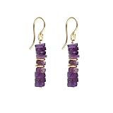 Natural Amethyst Gemstone Dangle Earrings Purple