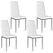 COSTWAY PU Leather Dining Side Chairs Elegant Design Home Furniture, Set of 4 (White)
