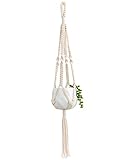 Mkono Small Macrame Hanging Planter with Ceramic Plant Pot 25 Inch