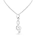 SILVERCLOSEOUT Rhodium Plated Sterling Silver Womens Dainty Treble Clef Music Note Charm Necklace