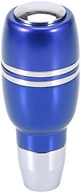 X AUTOHAUX 1 Set Blue Automatic Gear Shifter Knob with Push Button Universal Manual Shift Knob Aluminum Alloy Lever Handle Stick with Adapter for Most Transmission Vehicle: Automotive