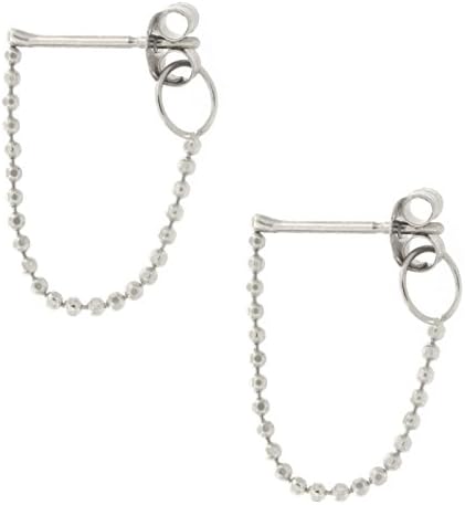 Automic Gold Solid 14k White Gold Chain Loop Earrings