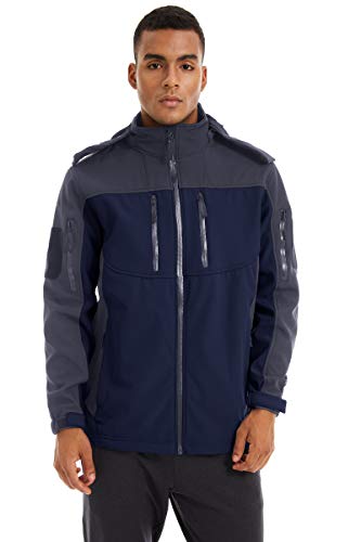 TACVASEN Herren Wasserabweisende Übergangsjacke Outdoor Softshelljacke Winddicht Kapuzenjacke mit Vielen Taschen – Bild 3