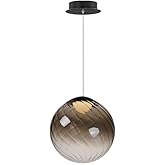 ET2 Lighting E24189-138BK Planetary - 11W 1 LED Pendant-10.5 Inches Tall and 9.75 Inches Wide, Glass Color: Smoke