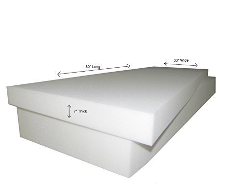 Isellfoam Foam Cushion 7" T x33 W x80 L (1536)"MEDIUM FIRM Seat Cushion Replacement Foam Cushion, Upholstery Foam Cushion, Foam Padding