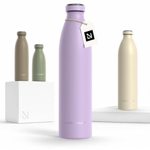 LARS NYSØM Edelstahl Trinkflasche 350ml, 500ml, 750ml, 1L, 1 5 liter | Thermosflasche Kohlensäure geeignet | Auslaufsichere Wasserflasche für Sport, Outdoor (La