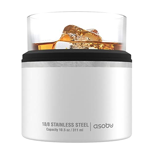 Asobu Insulated Whiskey Glass and Stainless Steel Sleeve (White