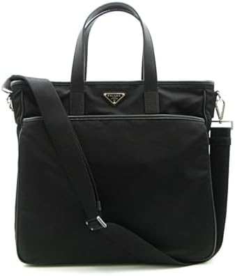 Prada Womens Tessuto Nylon Saffiano Leather Black Handbag 1BB013