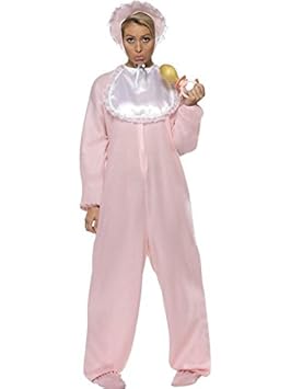 Party-Teufel Komplett Kostüm Damen Riesenbaby mit Strampler Schlabberlätzchen Baby Schlafmütze Riesen Quietsche Schnuller Sch