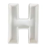 Just Artifacts - 5.5inch White Ceramic Letter Dish - Letter: H - Decorative Dishes for Weddings, Anniversarys, Baby Showers, Birthday Parties and Life Celebrations!