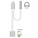 AIDOUT 2 in 1 Lightning Adapter for iPhone 7 / 7 Plus / iphone 6S / 6 Plus - 3.5mm Audio Adapter Cable - Lightning Charger Earphone Jack Cable - Silver