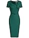 MUXXN Lady Flattering Short Sleeve Solid Color Party Pencil Dress (L Drak Green)