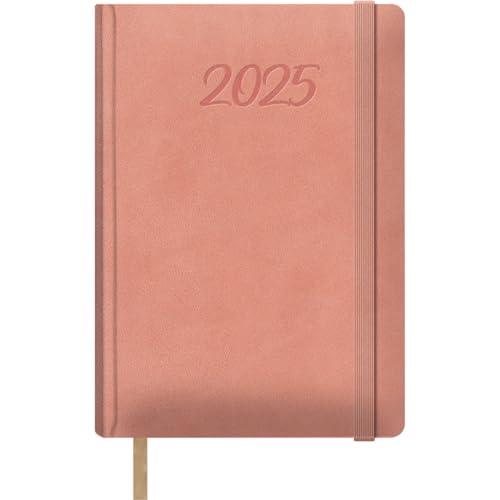 Dohe - Agenda 2025 - Día por Página, Tamaño A5 (15x21 cm), 12 Meses Enero a Diciembre, Tapa Dura de Polipiel, Planificador en Español, Material de Oficina - SAMBA Rosa