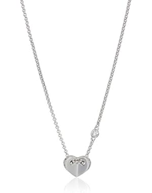 Womens Sterling Folded Heart Necklace