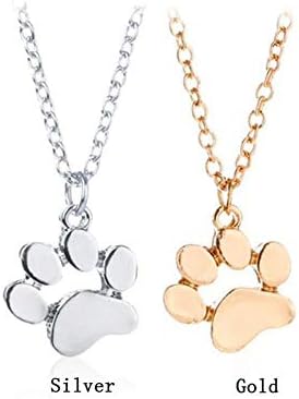 diying18698 1x Dog Cat Paw Print Ring Necklace,1 Pcs Fashion igh Quality Animal Dog Paw Print Necklace Women Jewelry(Silver)