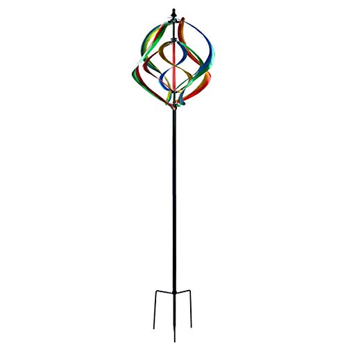 Kinetic Wind Spinners with Stable Stake Metal Garden Spinner with Reflective Painting Unique Lawn Ornament Wind Mill for Outdoor Yard Lawn Garden Decorations