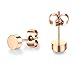 ELBLUVF Stainless Steel Rose Gold Plated Minimalist Tiny Pearl Circle Dot Round Ball Stud Earrings Jewelry For Women(Rose gold Dot)