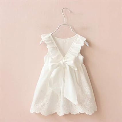 Amazon 子供服 袖なし 白いワンピース バックレスドレス 蝶々結び 夏物 女の子 子供服 キッズ 子供 白 合唱 発表会 春服 ベビー服 春 ワンピース 韓国ファッション ベビー マタニティ ベビー マタニティ 通販