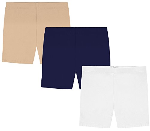 MY WAY Toddler Solid Cotton Bike Shorts - Under Skirt Spandex Shorts - Pack of 3 - Blue Tie Dye - 4T - Thumbnail 2