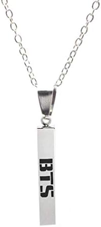wewwe232783ajshgq Kpop BTS GOT7 EXO Twice Blackpink Same Paragraph Necklace Titanium Steel Lettering Sweater Necklace