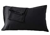 Pillowcases Set of 2 Black Envelope Closure End Easy Fit for Summer Soft and Breathable Machine Washable Queen