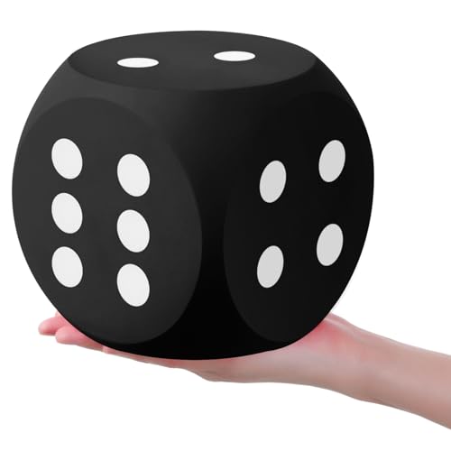 Shappy 6 Inches Foam Dice Fun Filled Large Educational Toy Kawaii Giant Dice Decorative Eva Foam Jumbo Cube Big Square Building Blocks for Game Nights Learning Sessions(Black,1 Pc)