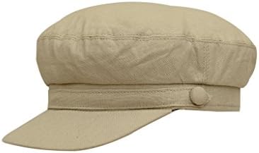The Hat Outlet Men's Cream Linen Summer Barge Cap Yarmouth