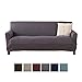 Home Fashion Designs Solid Twill Sofa Slipcover. One Piece Stretch Couch Cover. Strapless Arm Sofa Cover for Living Room. Brenna Collection Slipcover. (Sofa, Charcoal - Solid)