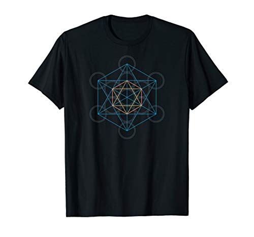 Sacred Geometry Cube of Archangel Metatron Platonic Solids. T-Shirt