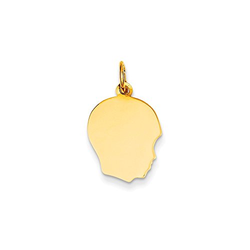 10K Plain Medium .018 Gauge Facing Right Engravable Boy Head Charm