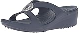 crocs Women's Sanrah Beaded Wedge Sandal, Navy, 7 M US