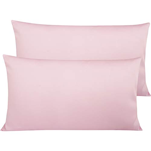 NTBAY 2 Pack 500 Thread Count 100% Egyptian Cotton Pillowcases, Super Soft Cozy and Breathable Envelope Closure King Pillow Cases, 50x90 cm, Pink