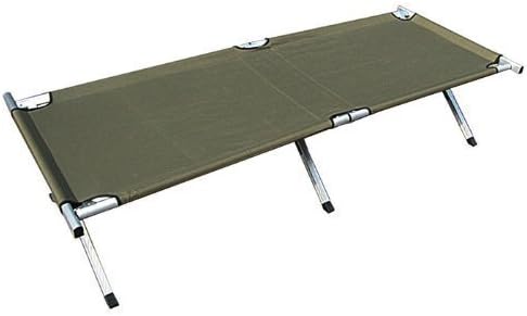 Commando Industreis US Army Campbed - Large Stable and Reinforced Camp Stretcher with Carrying Bag - Made of Aluminium - 74.80"x25.98"x16.54" - Up to 330.69lb Olive