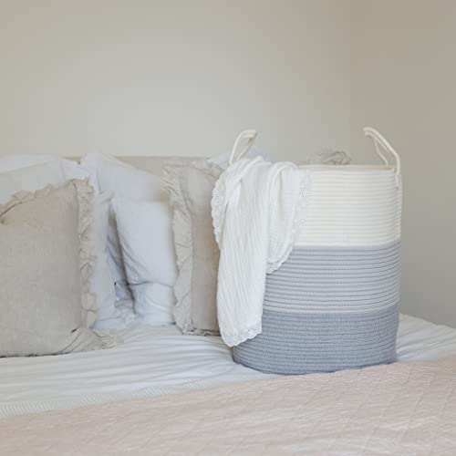OrganiHaus Gray Nursery Laundry Basket 15x18 Farmhouse Hamper Basket
