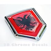 Albania Flag Car Chrome Emblem 3D Decal Sticker Albanian Shield Shape Crest