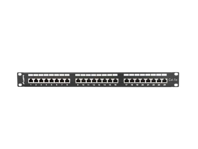 LANBERG Patch Panel 24 Port 1U, Cat. 5E, Shielded, Black