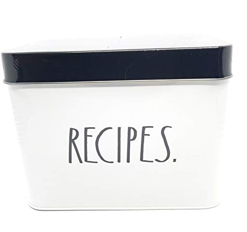 Rae Dunn RECIPE box with tabbed dividers and recipe cards