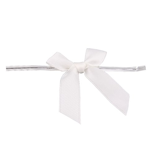 100 Piece Bow 2.5 Span X 1.75 Tails Twist Tie Ribbon,Bow Twist Tie for Bakery Candy Lollipop Cello Bag 1/2