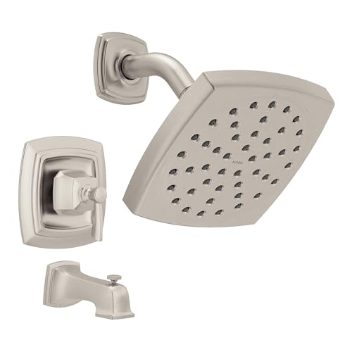 Moen 82922SRN Conway Einhandgriff Posi-Temp Wannen-/Duscharmatur, Spot Reset Nickel gebürstet