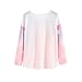 Women's Loose Batwing Sleeve Pastel Tops Tees Pink Star Print (Size M)