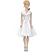 E-TING Handmade Fashion Doll Clothes Short Skirt Captivating Wears Dress for Girl Dolls (White Attractive V Collar Dress)