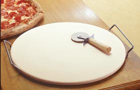 15 In Diameter Pizza Baking Stone Steel Rack Wheel Set