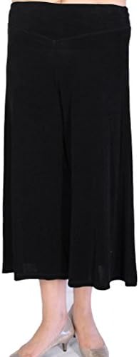 Women's Travel Knit Slinky High Waist Stretch Pull On Guacho Pants Made in USA 1X-Large Black