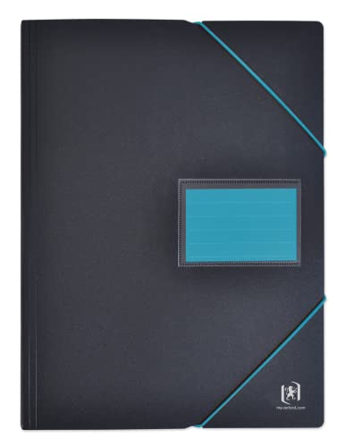 OXFORD Pack of 15 A4 Student Document Sleeves 120 Pages / 60 Pockets Polypropylene Cover Two-Tone Black/Blue