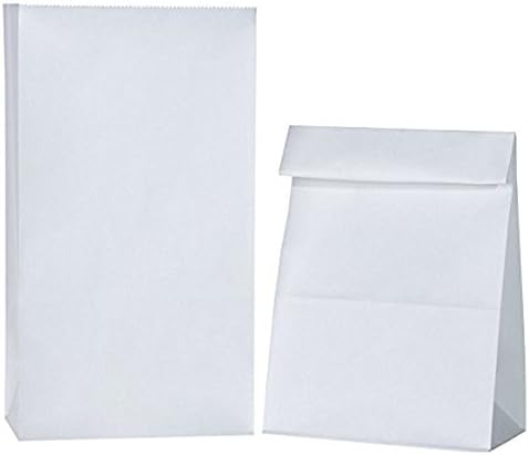 6LB White Paper Lunch Bags - Pack of 200 Durable, Recyclable, and Biodegradable Snack Bags for Food Storage - Great for Lunch, Crafts, Concessions, Cafes, and Delis