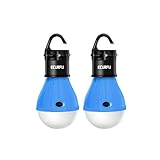 2 Pack Portable LED Lantern Lamp, Ecurfu Bulb Tent Light for Backpacking Hiking, Battery Powered Camping Equipment for Outdoor & Indoor Blue